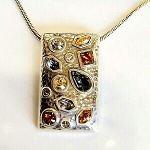 Brighton Bejeweled Silver Swarovski Multicolor Crystal Pendant Necklace